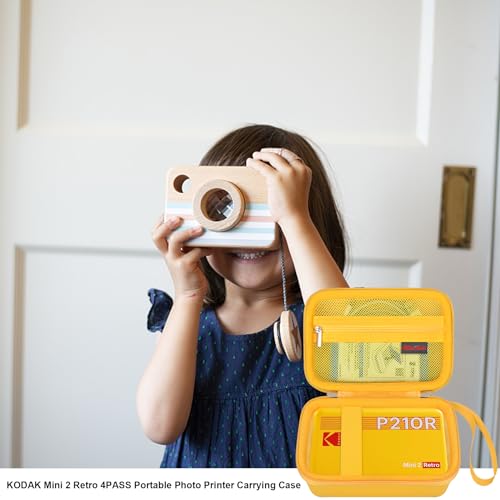 Image of Elonbo Carrying Case for KODAK Mini 2 Retro 2x3 inch P210R 4PASS Portable Photo Printer, Kodak Mini Instant Digital Camera Hard Travel Bag Storage Holder, Pocket Fits Film Cartridge, Yellow