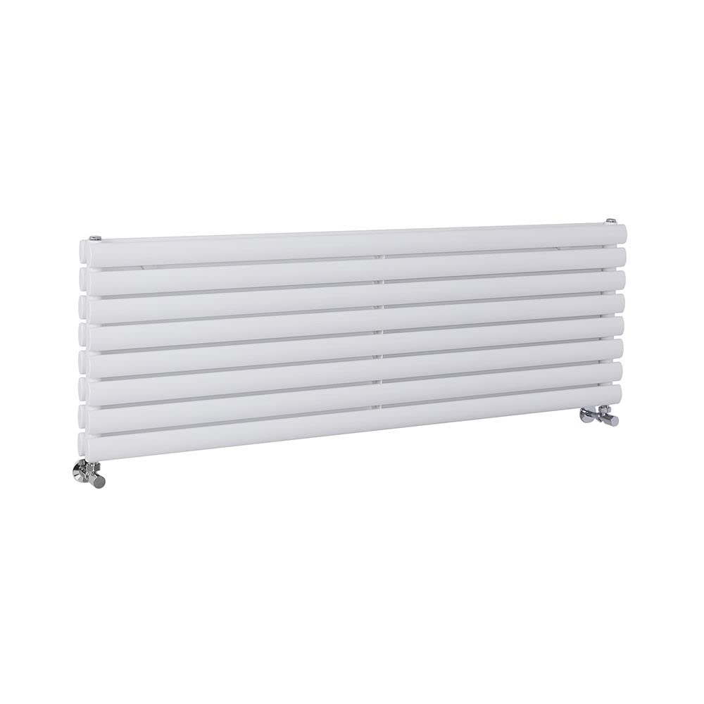 Milano Aruba White Horizontal Double Oval Panel Radiator - 472mm x 1400mm
