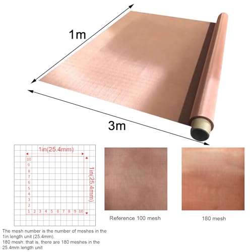 Messing Drahtgeflecht aus Messing 180 Maschenfilter Drahtgeflecht-Blätter Dichtes Filternetz Kupfersieb Filtergewebe für Filter & Füllkörper Lückenfüller Bauen von Löchern(Größe:1x3m,Farbe:180Mesh)