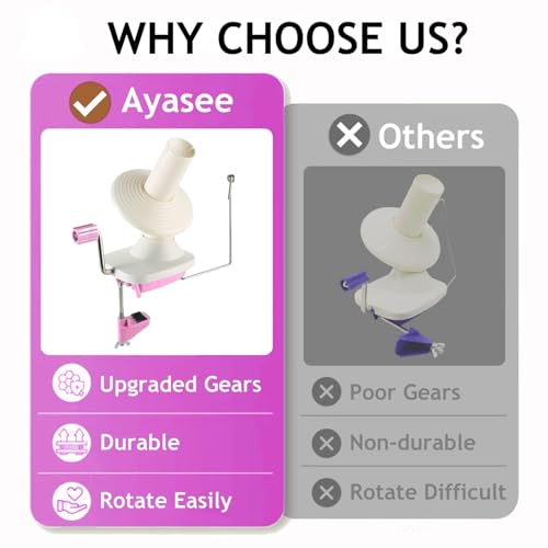 Image of Ayasee Yarn Winder, Yarn Ball Winder, Easy Install and Efficiently for Crocheting Hand Operated Spinner for Knitting Lovers (Pink)