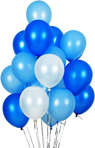 ZCOINS Ballons de 100 Pièces pour la Décoration de Fête, 30cm 3.2g Ballon de Qualité Bleu & Bleu Foncé et Ballon Blanc Cover