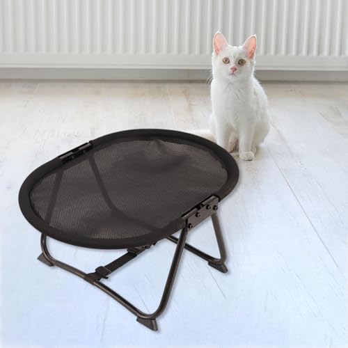Lit surélevé pour animaux noir pliable avec couchage été respirant - 5