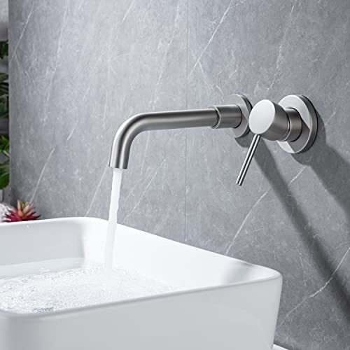 Recopilación de Lavabos de montaje en pared los 10 mejores. 47 AZOS Grifo de baño de montaje en pared, Grifo monomando para lavabo de latón Caño giratorio de 360 grados, Grifo mezclador giratorio con válvula para baño, Níquel...