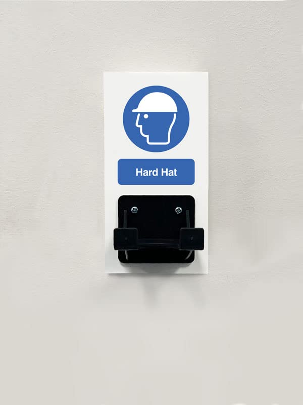 PPE Station - Hard Hat - Single Hook on 80x160mm 10mm foam pvc, ISO7010 compliant safety colours, Standard