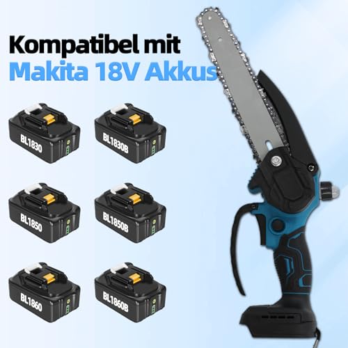 Makita-accu-kettingzaag, 8 inch, met borstelloze motor en automatische olie, veiligheidsvergrendeling, motorzaag voor hout en takken, compatibel met Makita 18 V accu - Afbeelding 6