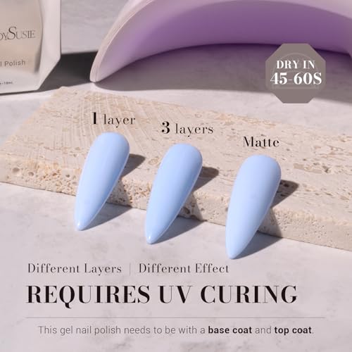 Image of MelodySusie Baby Blue Gel Nail Polish,0.5fl oz Spring Summer Macaron Nails Soak Off UV LED Macaron Pastel Blue Gel Polish Gift for Women Nail Art Manicure Salon DIY Nail Design Decoration at Home-253