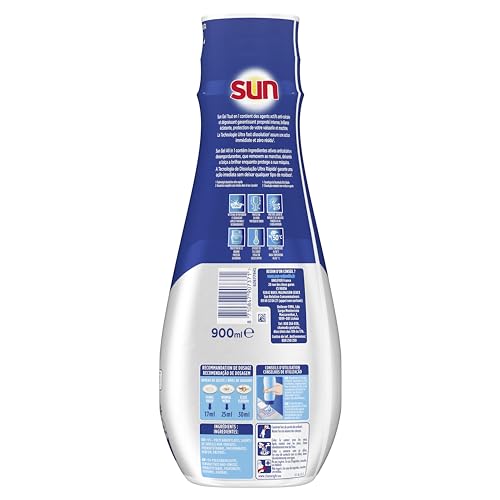 SUN - Gel Lave-Vaisselle Tout En 1 Expert Plus - 52 Lavages - Regular - top efficacité en cycle court - brillance éclatante - protection complète - 900ml