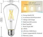 LVWIT Edison intelligent LED Ampoules, rétro ST64 WiFi Ampoules, 800 Lumens 60W Équivalent, Fonctionne avec Alexa, Google Assistant, Dimmable 2700K-6500K, Pas de Hub requis, 2-Pack