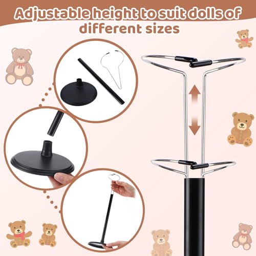 Image of Yaocom 12 Pcs Adjustable Doll Stand Display Holder for 14 to 18 Inches Action Figure Stands with Expandable Waist Wire Bracket Support Dolls Display Rack for Home Shop Birthday Party(Black)