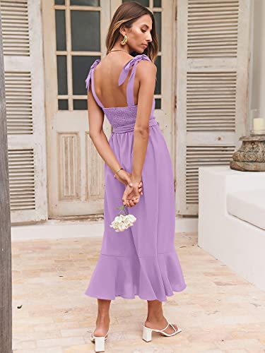 Image of ANRABESS Women's Square Neck Ruffle Split Midi Elegant Formal Wedding Guest Cocktail Bridesmaid Graduation Party Dresses