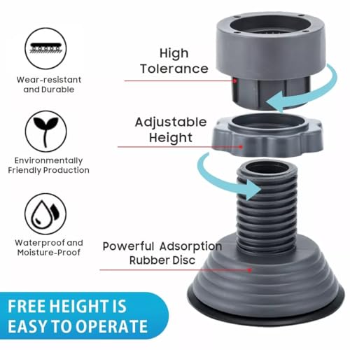 Image of 4 PCS Anti Vibration Pads for Washing Machine | Heavy Duty Anti Slip Rubber Feet Stand for Washer, Refrigerator & Furniture | Noise Reduction, Floor Protection & Height Increase (darkgreyad)