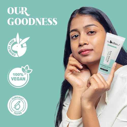 Image of THEBELLUSCO Rice Water Face Wash with Aloe Vera, Niacinamide & Vitamin E | Oil Control Face Wash | Skin Brightening & Anti-Acne Cleanser | Gentle Face Wash for All Skin Types | 100ml