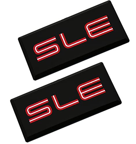 Image of SSDD 2 Pack SLE Side Cab Emblems 3D NamePlate Badge Logo Replacement for GMC Suburban Sierra Yukon Savanna (Red /Black)