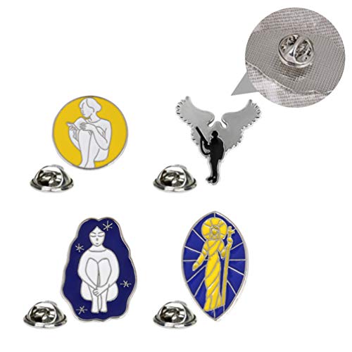 KESYOO Broche de Liga de 4 Peças Broche de Desenho de Deusa Estátua de Deus Peitoral Vintage Anjo Pe