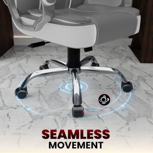 Image of beAAtho Vintage Executive High Back Ergonomic Leatherette Office Chair with 3 Years Warranty | Revolving Director & Boss Seating | Orthopedic Design | White Grey