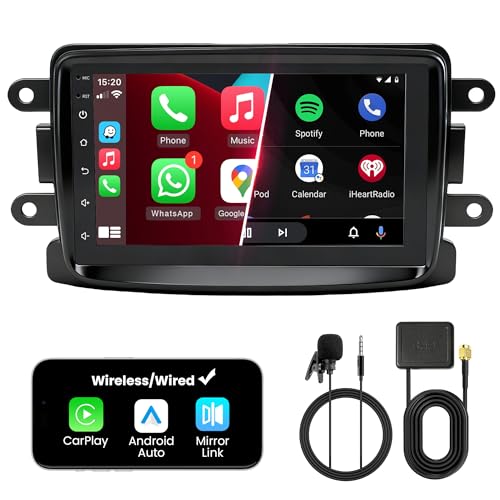 FLUXEONS Autoradio Double DIN avec Écran pour Dacia Logan, Duster et Renault Captur, CarPlay et...