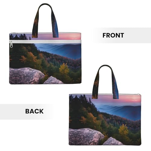 Canadian Smokey Mountain Cliff Canvas Document Bag Briefcase For Professionals And Executives3