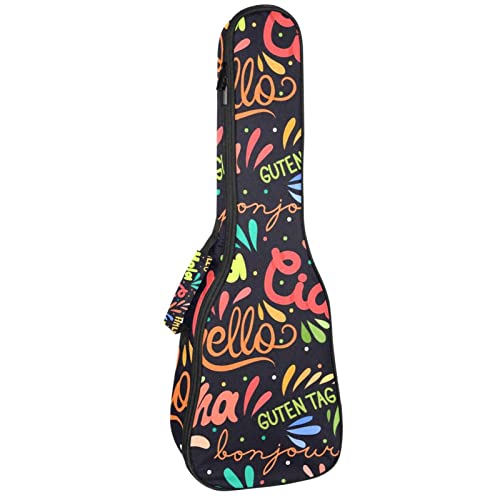 Housse pour ukulélé Hello différentes langues imprimées 10 mm d’épaisseur rembourrage éponge 53,3 cm sac de transport… - Les Beatles, Paul McCartney, John Lennon, RIngo Starr, George Harrison Housse pour ukulélé Hello différentes langues imprimées 10 mm d'épaisseur rembourrage éponge 53,3 cm sac de transport…