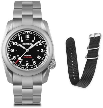 BODERRY Men's Watch Titanium Automatic Field Watch 40mm Military ...