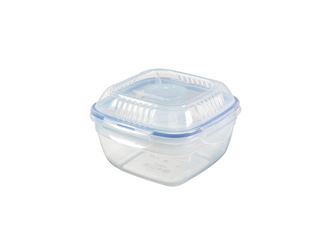 Lock & Lock Contenitore Per Alimenti Ermetico, Quadrato, In Plastica Trasparente, Capacità 0,87 Litri, Con Chiusura A 4 Ali E Guarnizione In Silicone - 3