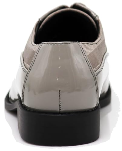 Image of BMY Men's Striped Satin Matching Patent Upper Oxfords Formal Dress Shoes