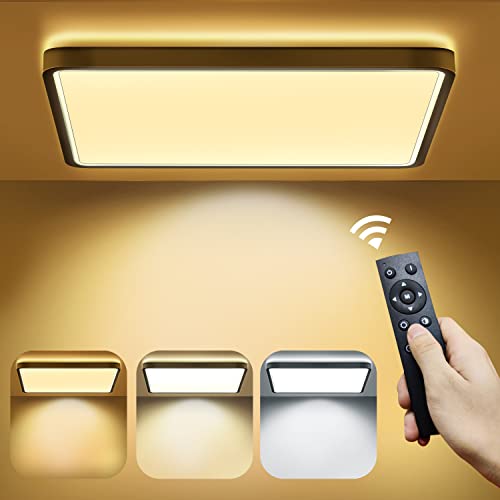 bedee 36W 4800LM 6500K Plafonnier Carré Ultra-mince avec Télécommande, Luminaire Plafonnier, Plafonnier Chambre, Plafonnier Cuisine, Plafonnier Salon, Balcon, Couloir 30x30cm