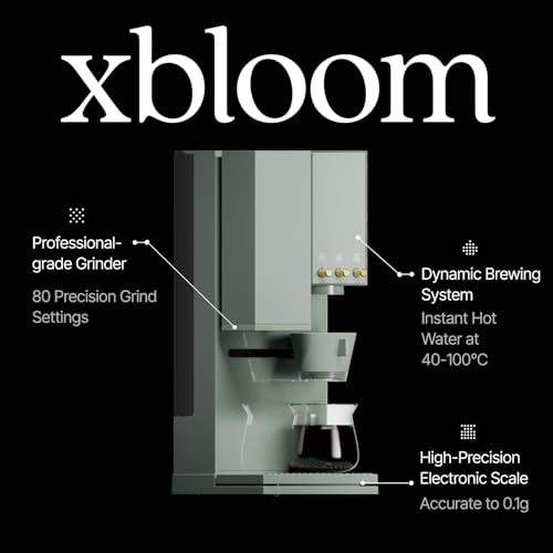 Image of xBloom Studio Coffee Machine - Drip Coffee Maker with Built-in Grinder and Scale, 3 Automation Levels, App Connected Pour Over Coffee Maker for Specialty Coffee Lovers, Sage Green x Gold