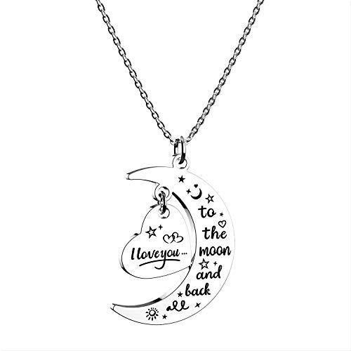 Hofoya I Love You To The Moon And Back Stainless Steel Necklace,Mother Day Valentines Gift For Women Teen Girl,Birthday Gift For Daughter Sister Mom Grandma. #TOP12