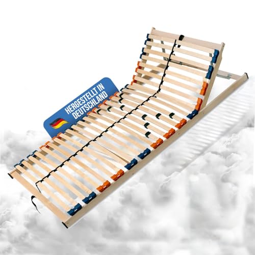 Coemo 7 Zonen Lattenrost MULTIRA - Kopfteil verstellbar, 28 Leisten Lattenroste, Mittelgurt, 90x200 cm, preisgünstiger Bausatz