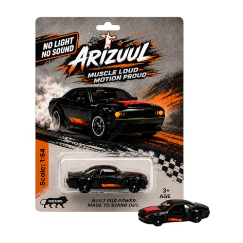 Image of 1:64 Dodge Challenger SRT Hellcat Die-Cast Metal Toy Car for Kids | Alloy Muscle Car Miniature Model | Collectible Racing Vehicle Gift [Pack of 1] [Random Color]