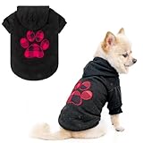 Picture of KOOLTAIL Plaid Dog Hoodie Pet Clothes Sweater with Hat and Pocket for Small Medium Large Size Dogs, Soft Winter Warm Dog Cold Weather Coat, Fleece Fall Dog Hooded Sweatshirt for Puppy Cats, Black SM