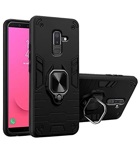 Image of Pikkme D5 Tough Armor Bumper Back Cover Case for Samsung Galaxy J8,Samsung Galaxy A6 Plus |Ring Holder & Kickstand in-Built (Black)