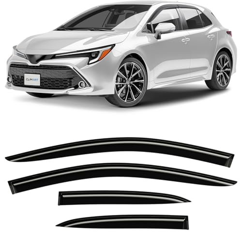 CLIM ART Incredibly Durable Rain Guards Compatible with Toyota Corolla 2020-2026 Hatchback, Original Tape-on Window Deflectors, Vent Deflector,Window Visors, Car Accessories,4pcs. - 420212