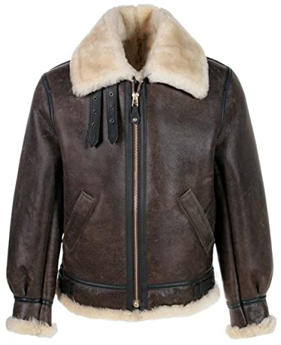 Men's Resident RE6 Leon Flight Aviator Bomber Shearling Jacket - Premium Sheepskin Leather