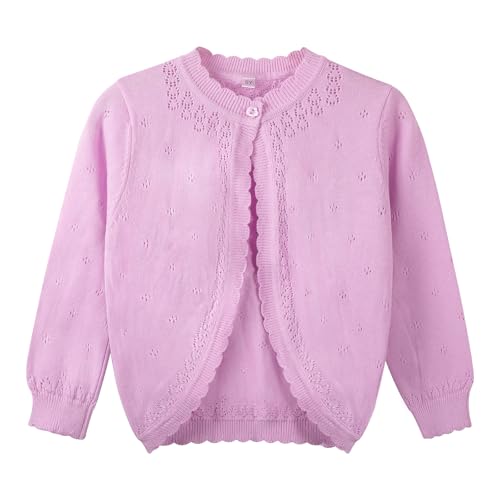 Danny D Toddler Girls Open Front Shrug Cardigan Children Knit Long Sleeve Bolero with Button Closure for 2Years-7Years