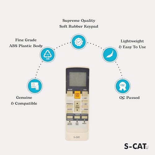 Image of S-CAT Compatible with O General AC Remote Control Model Original AR-RAJ1E 107A (No Backlight) Suitable for 1 /1.5 /2 Ton Split /Window AC (Match Old Remote Exactly, for Any Issues Contact Helpline)