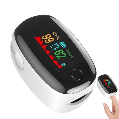 Tomedeks 1 Pièce oxymètre de pouls, Oxymetre de doigt, Appareil de mesure de la saturation en oxygène dans le sang, Oxymètre de pouls digital haute précision, cardiofréquencemètre digital (blanc)