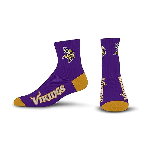 FBF - NFL Team Color Quarter Dress Socks Footwear for Men and Women Game Day Apparel Size Large 10-13 (Minnesota Vikings)