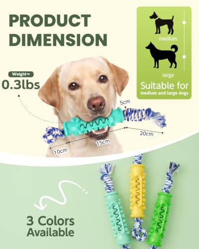 Dog Chew Toys for Medium Large Dogs, Toothbrush Toy with Rope - image 2