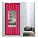 JIANFEI Wärmeschutzvorhang Tür, Oxford-Tuch Heim Wasserdicht Stumm Bildschirm Mit Transparent Fenster, Draussen Terrasse Wetterfest Startseite, Anpassbar (Farbe : Rosa, Größe : 100x250cm)