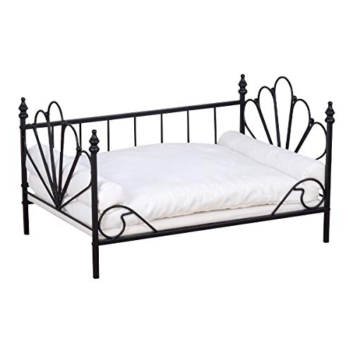 Babyland Bed For Dog, Pet Couch Bed With Metal Frame And Detached White Velvet Cushion With 2 Pillow For Small Pet #TOP2