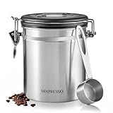Stainless Steel Coffee Container Airtight Coffee Canister Kitchen Storage Coffee Jar with Date Tracking for All Types of Coffee - by Mixpresso (16 Ounces)