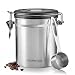 Stainless Steel Coffee Container Airtight Coffee Canister Kitchen Storage Coffee Jar with Date Tracking for All Types of Coffee - by Mixpresso (16 Ounces)