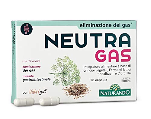 Naturando Srl - Neutragas 30 Cápsulas Complemento Alimenticio Para La Eliminación De Los Gases.