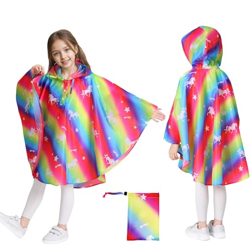 Baogaier Kinder Regenponcho Leicht Atmungsaktiv Mädchen Regencape Kleinkind Regenjacke Wasserdichter Regenmantel mit Kapuze Faltbare Outwear Regenbekleidung 3-5 Jahre, Regenbogenpferd Baogaier Kinder Regenponcho Leicht Atmungsaktiv Mädchen Regencape Kleinkind Regenjacke Wasserdichter Regenmantel mit Kapuze Faltbare Outwear Regenbekleidung 3-5 Jahre, Regenbogenpferd