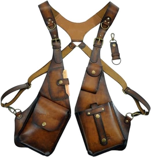 vokkrv Sac de harnais d'épaule Steampunk,harnais homme torse, Harnais antivol, Double portefeuille sac sous de taille étui antivol pour hommes...