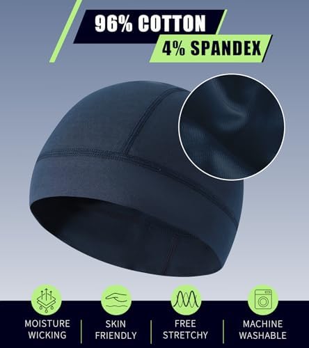 Hovyjumz 2 Pieces Cotton Skull Caps for Men Women Helmet Liner Breathable Sleep Hat Chemo Headwear Running Cap - 2