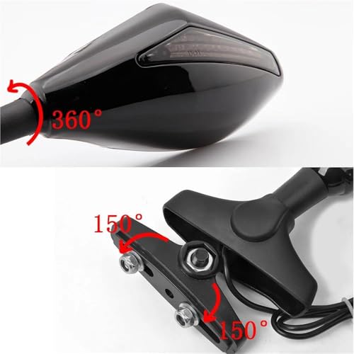 Espejos retrovisores VFR 800 Interceptor ABS 2003-2007 con luces de giro integradas color negro 6