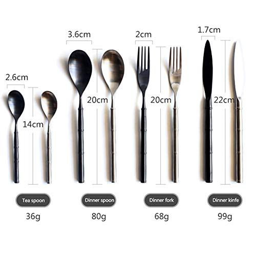 Genérico Juego De Cubiertos De Acero Inoxidable, Cubiertos Duraderos De Acero Inoxidable 304, Juego De Cubiertos De 16 Piezas, Cubiertos para Banquetes De Boda, Cuchillo (Black，Gold)
