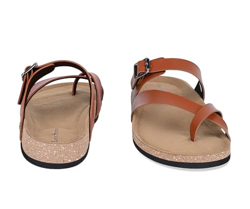 Image of LOUIS STITCH Comfortable Open Toe Cork Sandals | Lightweight Casual Sliders with Toering and Easy Slip-on Slippers | Back Open Sandals | LSOF-10
